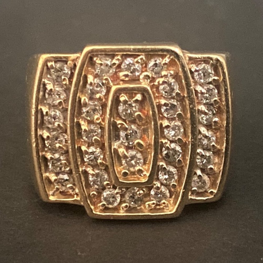 Men's 10K Yellow Gold Diamond Pinky Ring